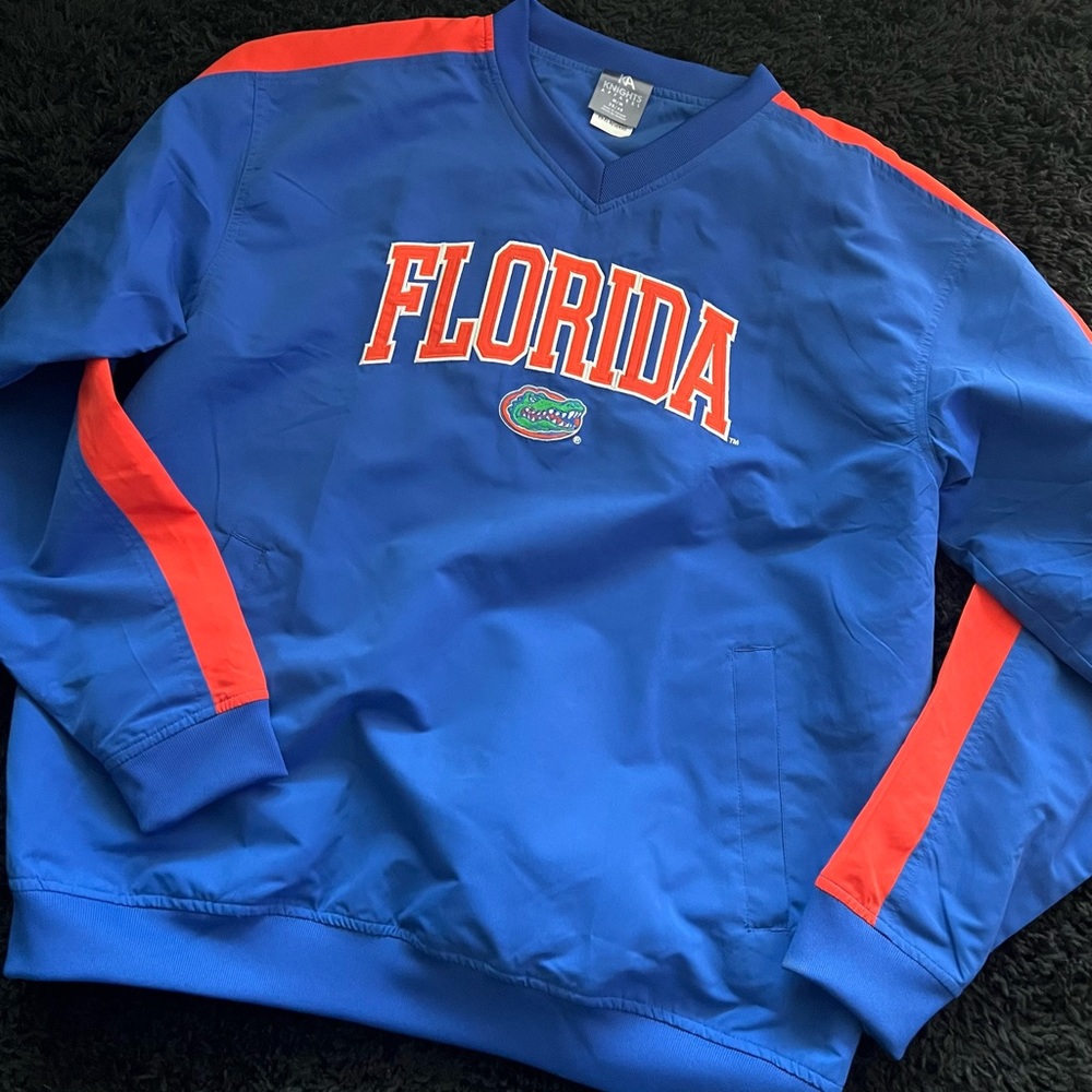 Florida Gators Mens Pro Player Pullover Windbreaker Blue Sewn Spellout Size M